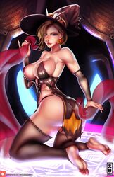 1girls areola_slip artist_name barefoot big_breasts blonde_hair blue_eyes breasts cleavage clothing earrings feet female female_only ghost hair halloween hat imminent_tentacle_sex kneeling large_breasts lord_dominik mercy overwatch soles solo tentacle tentacle_grab tentacle_summoning toes transparent_penis transparent_tentacles video_games watermark witch_hat witch_mercy