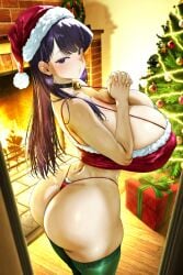 1girls ai_generated breasts c-string christmas christmas_clothing christmas_outfit crop_top dark_hair female female_focus female_only floresai gigantic_breasts huge_ass huge_breasts huge_butt innocent komi-san_wa_komyushou_desu komi_shouko long_hair narrow_waist panties patreon patreon_url patreon_username perspective seductive sensual sexy thick_thighs thighhighs thong venus_body voluptuous wide_hips