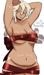 118o8 118o8_(forsaken) 1girls before_sex big_ass big_breasts female_focus female_only forsaken_(roblox) gift_art hat3r0nl0v3 ice_cream ice_cream_cone justin_bieber no_background no_genitals_shown red_ribbon roblox roblox_game robloxian suggestive tan_body tan_skin