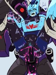 2boys ahe_gao blue_body blurr color cyclops dialogue from_behind gay gay_sex holding liquid male_only metallic_body moaning purple_body red_eyes robot robot_boy robot_penis robotic_arm shockwave_(transformers) simple_background size_difference spread_legs transformers transformers_animated vaginal_penetration vaginal_sex valve_penetration valveplug vasnut yaoi