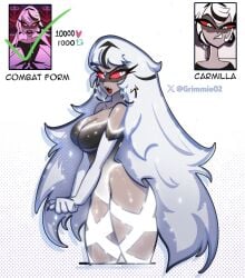 1girls bare_arms bare_legs bare_shoulders bare_thighs big_breasts breasts carmilla_carmine clothed clothing color demon demon_girl female female_focus female_only grimmie02 hazbin_hotel hi_res jewelry large_breasts long_hair looking_at_viewer red_eyes solo solo_female tagme thick_thighs very_long_hair vivienne_medrano white_hair