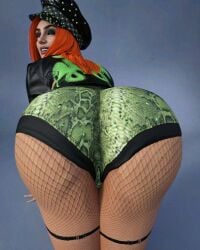 1girls 3d ass bending_over bent_over big_ass blue_background butt_crack_outline clothed clothing dumptruck_ass eyelashes eyeliner eyeshadow female fishnets from_behind gigi_dolin hat huge_ass jacket kingbearacuda185 large_ass light-skinned_female light_skin long_hair nose_piercing orange_hair piercing real_person rear_view red_hair simple_background skin_tight skindentation smile solo straps thick_lips thick_thighs wrestling wrestling_outfit wwe wwe_diva