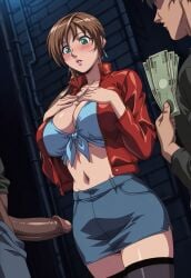 1girls 2boys against_wall aged_up ai_generated alley before_sex bible_black bible_black_new_testament big_penis brown_hair busty cash city crop_top curvaceous curvy curvy_female curvy_figure dark-skinned_male dark_skin denim denim_skirt dollar_bills earrings embarrassed erect_penis erection faceless_male female_focus green_eyes hands_on_chest harassment high_resolution holding_object imari_kurumi imminent_sex imminent_threesome implied_prostitution inviting inviting_to_sex jacket jeans jewelry leather_jacket light-skinned_female light-skinned_male light_skin lipstick long_hair looking_at_another looking_at_partner looking_at_penis mature mature_female midriff miniskirt mistaken_identity misunderstanding money multiple_boys night no_bra offering offering_money offering_sex outdoors penis_awe ponytail presenting presenting_penis prostitute prostitution revealing_clothes sexual_harassment shin_bible_black shirt shy side_ponytail skimpy skimpy_clothes skirt standing stockings surprised surrounded surrounded_by_men tied_shirt tricked tricked_into_sex uncensored wide_hips
