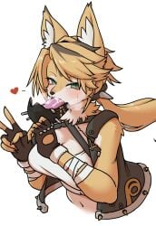 2025 5_fingers anthro anthro_penetrated arm_wraps big_breasts black_clothing black_jacket black_nose black_topwear blonde_hair blush blush_lines bodily_fluids breasts breath claws cleavage clothed clothed_anthro clothed_female clothing cock_gag countershade_face countershade_fur countershade_torso countershading digital_media_(artwork) dildo dildo_in_mouth dildo_mask domestic_cat ears_up eyebrow_through_hair eyebrows eyeliner felid feline felis female female_anthro female_penetrated finger_claws fingerless_gloves fingers fur gag gagged gesture gloves green_eyes hair half-length_portrait hand_gesture handwear heart_reaction heart_symbol hi_res inner_ear_fluff jacket japanese_description long_ponytail looking_at_viewer makeup mammal mask_gag mihoyo navel open_clothing open_jacket open_topwear oral oral_penetration penetration penis pink_dildo pointy_ears ponytail portrait prick_ears pulchra_fellini pupils red_eyeliner removing_mask saliva saliva_from_nose saliva_on_dildo saliva_string sex_toy sex_toy_in_mouth sex_toy_insertion shirt short_hair short_snout simple_background slim_anthro slim_female slit_pupils solo sweat tokumori_kaisen topwear translucent translucent_hair tuft v_sign white_background white_clothing white_inner_ear_fluff white_shirt white_topwear wraps yellow_body yellow_fur zenless_zone_zero