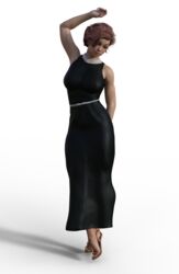 1girls 3d breasts curvy daz3d dress erect_nipples female female_only large_breasts nipple_bulge nipples pearl_necklace sandals short_hair solo