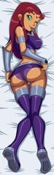 1girls ass bodypillow boobs_and_butt_pose boots breasts dc eschergirl female green_eyes koriand'r looking_back one_eye_closed panties ravenravenraven solo starfire teen_titans thigh_boots thigh_high_boots thighhigh_boots tongue_out upskirt