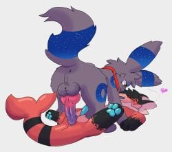 2025 animal_genitalia animal_penis anus balls black_body black_ear_tips black_fur black_hair black_tail blue_ears blue_nose blue_pawpads blue_tail blue_tongue canine_genitalia canine_penis dipstick_ears ear_markings ears_up eeveelution eyewear facial_markings fin frill_(anatomy) fur generation_1_pokemon generation_2_pokemon genitals glasses hair happy head_markings heart_symbol hi_res knot liv_retro_(vaporeon) looking_at_another male male/male markings multicolored_body multicolored_ears multicolored_fur multicolored_penis multicolored_tail nintendo open_mouth pawpads penis pink_body pink_furred_body pokemon pokemon_(species) red_body red_fur red_scarf red_tail ring_(marking) ringed_tail scarf shiny_pokemon simple_background slit_penis star_(star_umbreon) star_umbreon striped_markings striped_tail stripes symbol tail tail_markings tongue two_tone_penis two_tone_tail umbreon vaporeon white_background