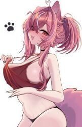 1female 1girl 1girls animal_ears anniepants02 big_breasts bimbo black_panties blush boobs bra breasts cat_ears choker curvy curvy_female curvy_figure digital_drawing_(artwork) digital_media_(artwork) dog_tail female female_focus female_only hips indie_virtual_youtuber indie_vtuber light-skinned_female light_skin looking_at_viewer navel painted_nails panties pink_eyes pink_hair streamer tail virtual_youtuber vtuber vtuberfanart white_background wide_hips woman