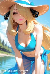 1girls ahe_gao ai_generated ass beach blonde_hair blush breasts cowgirl_position cynthia_(pokemon) drooling elvoryn exposed_breasts female hair_ornament hair_over_one_eye heavy_breathing highres large_breasts long_hair looking_at_viewer male moaning open_eyes open_mouth pokemon pov pussy riding saliva sex sidelocks skinny small_breasts small_butt solo spread_legs standing tongue tongue_out vaginal_penetration vaginal_sex