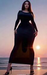 1futa ai_generated animated dgenerationk from_below futa_only futanari high_heels hobble_dress large_breasts long_dress long_hair nail_polish necklace no_sound original_character penis penis_under_clothes see-through_dress see-through_silhouette shorter_than_10_seconds solo_futa tagme toeless_footwear video watermark