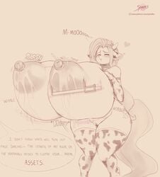 absurdres breasts cow_girl drawn female fluttershy_(mlp) furry gigantic_breasts heart highres lactation my_little_pony my_little_pony_friendship_is_magic pussy rarity_(mlp) smooth_skin spindles text_focus wide_hips