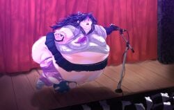 1girls bbw crowd danganronpa danganronpa_2:_goodbye_despair fat fat_female fat_fetish female microphone mioda_ibuki monokuma overweight overweight_female pivk00