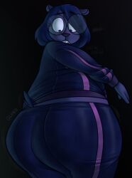 2d 2d_(artwork) 2d_artwork animal_ears ass big_ass black_background blueberry_inflation bubble_butt character_request chipchell dark_background female furry glasses hips huge_ass inflation inflation_fetish looking_back looking_down original original_character small_tail squirrel sweater sweatpants tagme tail thick_thighs wide_hips