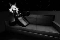 3d artist_request ass big_ass big_breasts big_butt big_dom_small_sub big_nipples big_thighs black_body black_hair black_nose breasts female female_domination imin_3ndplace no_bra no_clothes no_clothing no_eyes no_panties no_pants no_pupils no_shoes no_underwear roblox robloxian source_request wolf_ears wolf_girl wolf_humanoid