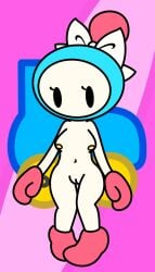 1girls aqua_bomber blush bomberman breasts dizzytizzy erect_nipples female female_only mob_face nipples partially_clothed partially_clothed_female tagme