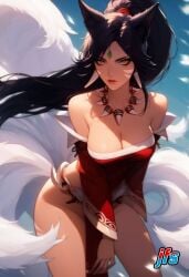 1female 1girl 1girls ahri ai_generated big_breasts black_hair black_hair_female female female_focus female_only forehead_gem forehead_jewel fox_ears fox_tail fox_tails fusion fusion_character gem_on_forehead hi_res high_res high_resolution highres jewel_on_forehead jfs large_breasts league_of_legends long_hair long_hair_female nidalee ponytail ponytail_female riot_games solo solo_female solo_focus tooth_necklace tribal_markings tribal_tattoo tribal_tattoos white_tail white_tails yellow_eyes yellow_eyes_female