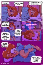 1girls bed bed_sheet bedroom big_breasts blue_eyes cellphone comic comic_page comic_panel curly_hair curvy_figure cute embarrassed english_text feet feet_together female female_focus female_only keyla_(patatadave) masturbation nice_ass oc on_bed orange_hair original_character page_3 page_number patata_dave shaking