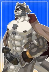 abs another_eidos_of_dragon_vein_r anthro canine full_house_(anothereidos_r) fullhouse fur headband male male_focus male_only mammal multicolored_body muscular muscular_anthro muscular_male nipples omame solo solo_male wolf