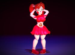 1girls baby_(fnafsl) breasts circus_baby circus_baby_(fnaf) circusbabylol clothed clothed_female female female_only five_nights_at_freddy's five_nights_at_freddy's:_sister_location fnaf footwear fucktime_babu full_body hands_behind_head looking_at_viewer mclazycraft skirt smile solo solo_female