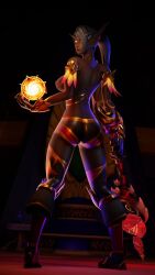 blender_(software) blood_elf breasts dark_skin elf_ears female glowing_eyes looking_at_viewer looking_back selfcontrol viewed_from_behind warcraft world_of_warcraft