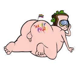2024 ass ass_focus ass_up balls ballsack barefoot big_ass big_butt bubble_butt cartoony chubby chubby_male chuck_the_evil_sandwich_making_guy color colored completely_nude completely_nude_male digital_drawing_(artwork) digital_media_(artwork) food_humanoid gay gay_male goggles goggles_only green_hair laying_on_stomach looking_at_viewer male male_ass male_only moobs naked nude nude_male one_leg_bent paint_on_ass penis pride pride_color_accessory pride_color_flag pride_colors pride_flag pride_month transparent_background wordgirl