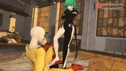 1boy 1girls 1male 3d animated bald balls barefoot black_nail_polish black_nails cum cum_on_feet cumshot feet female femdom foot_fetish footjob green_hair male nail_polish no_sound one-punch_man oscarkim123 painted_nails penis saitama short_hair shorter_than_30_seconds standing standing_footjob straight tatsumaki testicles toes video