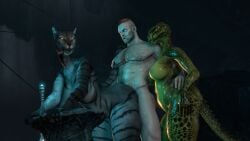 3d_(artwork) anthro anthro_penetrated argonian ass bethesda_game_studios big_breasts big_butt breasts digital_media_(artwork) felid feline female female_penetrated from_behind_position group human human_on_anthro human_penetrating human_penetrating_anthro humanoid interspecies khajiit male male/female male_penetrating male_penetrating_female mammal microsoft muscular muscular_male nipples nude open_mouth penetration penile penile_penetration reptile ruukiindosfm scalie sex skyrim smile source_filmmaker_(artwork) tail the_elder_scrolls thick_thighs trio vaginal_penetration