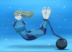 breasts drowning feet geldibson holding_breath imminent_death metroid samus_aran underwater