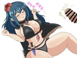 1boy 1girls alternate_costume bare_arms bare_midriff bare_thighs bikini black_bikini black_swimsuit breasts byleth_(female)_(summer)_(fire_emblem) byleth_(fire_emblem) byleth_(fire_emblem)_(female) byleth_(summer)_(fire_emblem)_(female) cape censored cleavage closed_eyes daibu_seijin female female_focus fire_emblem fire_emblem:_three_houses fire_emblem_heroes flower foreskin hair_flower imminent_rape imminent_sex knife large_breasts long_hair male midriff nintendo official_alternate_costume on_back open_mouth penis rape sideboob sleep_molestation sleeping smegma smell smelly smelly_cock solo_focus sound_effects stray_pubic_hair swimsuit teal_hair thick_thighs thighs uncut white_background zzz