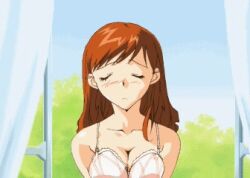 1990s_(style) 1997 animated animated asahina_yurina bad_tag blush bra breasts female lowres medium_breasts nipples panties pink_bra pink_panties pink_underwear red_hair retro_artstyle super_real_mahjong super_real_mahjong_p7 tagme teenager underwear video_game wind