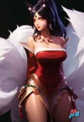 1female 1girl 1girls ahri ai_generated big_breasts black_hair black_hair_female female female_focus female_only forehead_gem forehead_jewel fox_ears fox_tail fox_tails fusion fusion_character gem_on_forehead hi_res high_res high_resolution highres jewel_on_forehead jfs large_breasts league_of_legends long_hair long_hair_female nidalee ponytail ponytail_female riot_games solo solo_female solo_focus tooth_necklace tribal_markings tribal_tattoo tribal_tattoos white_tail white_tails yellow_eyes yellow_eyes_female