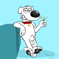 20th_century_fox 20th_century_studios 3_toes 4_fingers abstract_background alcohol animal_genitalia anthro arched_soles arm_support arm_tuft ball_tuft balls beverage big_nose biped black_nose black_pawpads blue_background brian_griffin canid canine canis chest_tuft clenched_teeth cocktail cocktail_glass collar container crossed_legs cup dated digital_drawing_(artwork) digital_media_(artwork) domestic_dog domidark drinking_glass ear_tuft elbow_tuft family_guy feet fingers flat_colors fur fuzzy_door_productions genitals glance glass glass_container glass_cup glistening glistening_nose glistening_pawpads grin grinning_at_viewer half-closed_eyes head_tuft hi_res holding_glass holding_object humanoid_feet humanoid_hands leaning leaning_on_elbow leaning_on_table looking_at_viewer male male_only mammal martini narrowed_eyes nude pawpads paws penis penis_tip pinup plantigrade pose red_collar sheath sheath_tuft short_tail signature simple_background slightly_chubby slightly_chubby_anthro slightly_chubby_male smile smiling_at_viewer smirk smirking_at_viewer smug smug_expression smug_eyes smug_face smug_grin solo standing tail teeth toes tuft white_body white_fur