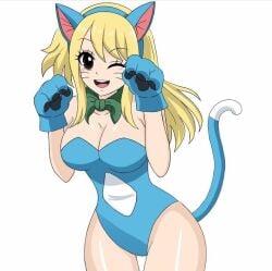 cosplay fairy_tail happy_(fairy_tail) hfxpins lucy_heartfilia neko tagme yellow_hair