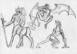 1girls 2019 2boys anthro anus big_ass big_balls big_penis black_and_white centaur claws crown female feral girly hi_res hooves horn horsecock humanoid jacqueline_natla large_balls large_penis long_hair male monochrome monster muscular qualopec sirmaxwell small_breasts smile smirk spikes spread_legs tail tattoo taur tentacle tihocan tomb_raider traditional_media_(artwork) unusual_penis vagina weapon wings