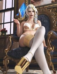 1girls 3d bra dmnhunter69 jaina_proudmoore lingerie thighs underwear white_hair white_thighhighs world_of_warcraft