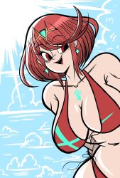 1girls female female_only nintendo open_mouth pyra red_eyes red_hair shelbellart short_hair solo solo_female swimsuit tagme xenoblade_(series) xenoblade_chronicles_2