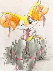 1girls 3_toes anthro anthrofied ass big_ears black_fur blush bodily_fluids braixen canine colored_pencil_(artwork) ears_up eiroru feet female female_only fluffy fluffy_ears fox fur furry genital_fluids heart hi_res inner_ear_fluff nintendo nude one_eye_closed orange_fur paws pokémon_(species) pokemon pokemon_(species) pokemon_xy pussy pussy_juice red_eyes red_fur red_nose ribbons sitting sketch solo spread_legs spreading thick_thighs toes traditional_media_(artwork) video_games wet white_fur wide_hips yellow_fur