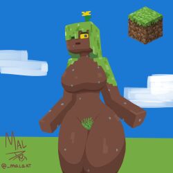 1girls anthro bush dark-skinned_female dark_skin female female_only green_hair humanization humanized malart minecraft minecraft_anthro_block minecraft_block pubic_hair solo tagme thick_thighs