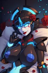 ai_generated bed big_breasts female flower mecha petals robot_girl roger1011 rose roses thick_thighs transformers windblade