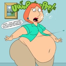 altzegoz_(artist) big_breasts burping button_pop exposed_belly family_guy fat fat_ass fat_woman huge_belly lois_griffin obese obese_female onomatopoeia overweight overweight_female pregnant text_bubble