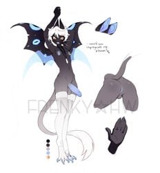 1boy anthro anthrofied bat_wings black_skin blue_anus blue_nipples blue_penis english_text femboy frenky_hw furry furry_only girly long_tail male male_only model_sheet orange_eyes short_hair skinny smile socks solo sora_(frenky_hw) text trap tufted_tail unknown_species white_background white_hair