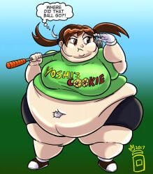 1girls bbw fat fat_belly fat_rolls fat_woman female female_only golf golf_ball golf_club obese obese_female overweight overweight_female plum_(mario) royaljellysandwich ssbbw