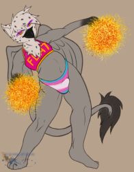 anthro avian bulge cheerleader clothing eyeshadow flat_chested gallagher_(fursona) gryphon lgbt_pride makeup mythological_avian mythological_creature mythology philfox pom_poms pride_color_clothing pride_color_underwear pride_colors solo trans_(lore) trans_woman_(lore) transgender_pride_colors underwear