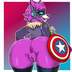 anthro anus ass big_ass bottomless dj_bop female female_only fortnite llama mammal perineum presenting presenting_hindquarters pussy smile solo tagme video_games zak_hitsuji