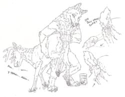 absurd_res anal anal_fisting anthro anthro_on_feral antlers anus bodily_fluids canid canine canis cervid claws drooling feral fisting fluffy gaping gaping_anus hi_res hooves horn lube_drip male male/male mammal saliva skyfifer traditional_media_(artwork) were werecanid werecanine werewolf wolf zoophilia