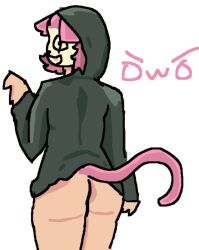 anonymous_artist anthro ass bottomless cat_tail clothed clothing dbd dead_by_daylight digital_media_(artwork) felid feline female hair hoodie hoodie_only humanoid mammal mask not_furry simple_background solo solo_focus susie_(dead_by_daylight) tail the_legion topwear topwear_only