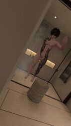 cock male_only masturbating masturbation muscular muscular_male off_camera peeking_out peeping shower shower_masturbation showering solo_focus vr_media vrchat vrchat_avatar vrchat_model watching