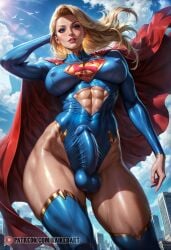 1futa abs ai_generated bodysuit bulge dc dc_comics erect_penis erection erection_under_clothes futa_only futa_sans_pussy futanari huge_cock intersex muscular_futanari naikedart penis_bulge solo stable_diffusion supergirl