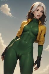 1girls 2024 ai_generated anna_marie bodysuit breasts brown_hair brunette_hair clothed clothed_female dat_ass female female_only gloves green_clothing green_eyes hourglass_figure human human_only jacket light-skinned_female light_skin lips marvel marvel_comics red_lips rogue_(x-men) superheroine tight_clothes tight_clothing tight_fit two_tone_hairclothing white_hair white_streak x-men yellow_clothing