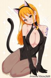1girls bare_shoulders big_breasts blush cat_costume cat_ears cat_tail clothed clothing color elpipe3000 feline female female_focus female_only hi_res large_breasts light-skinned_female light_skin long_hair looking_at_viewer nami nami_(one_piece) nipples_visible_through_clothing one_piece orange_eyes orange_hair post-timeskip shounen_jump solo solo_female tagme tattoo thick_thighs